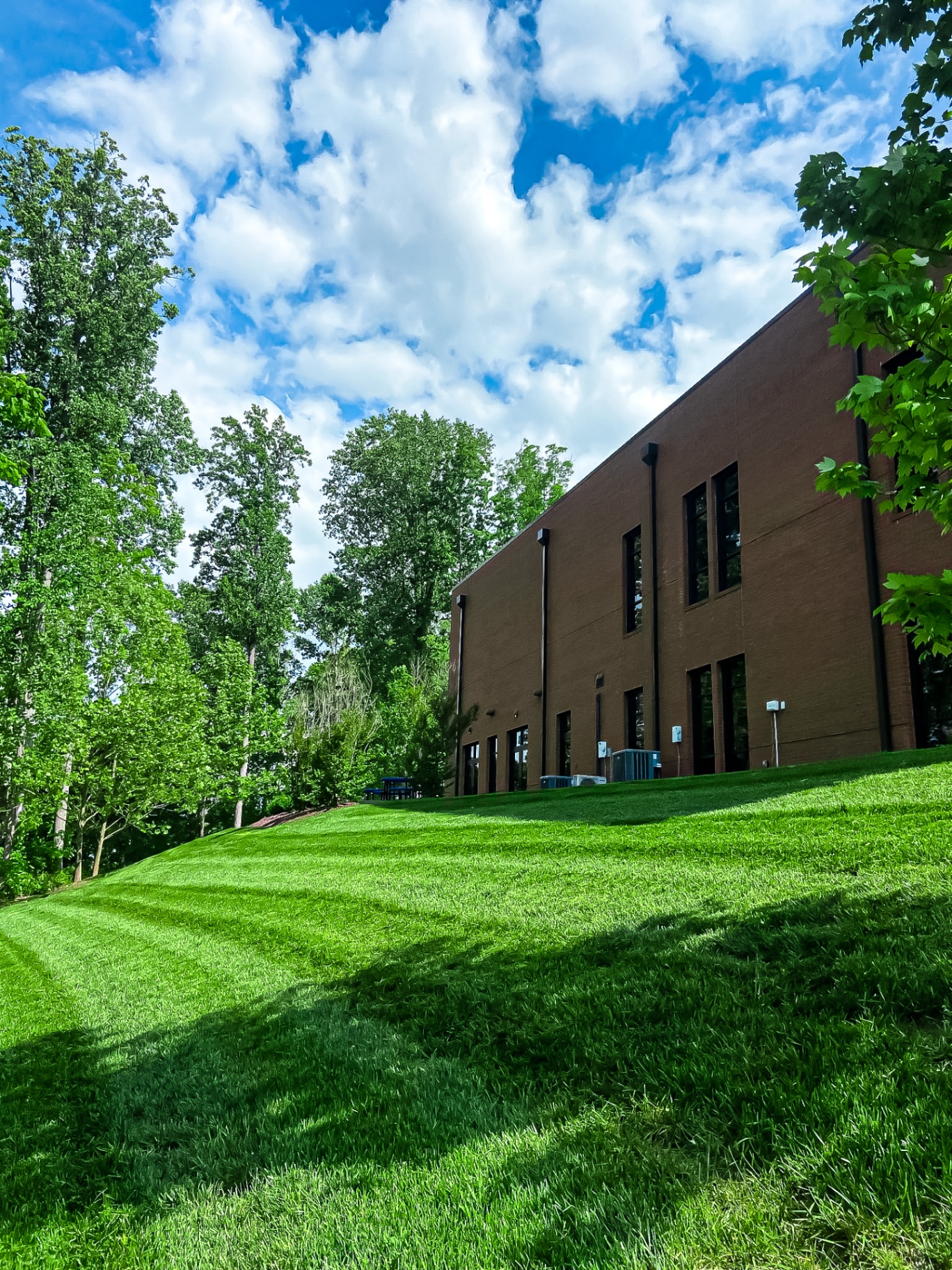 Commercial building lawn maintenance and landscaping services in Tennessee by Prestige Landscape Company
