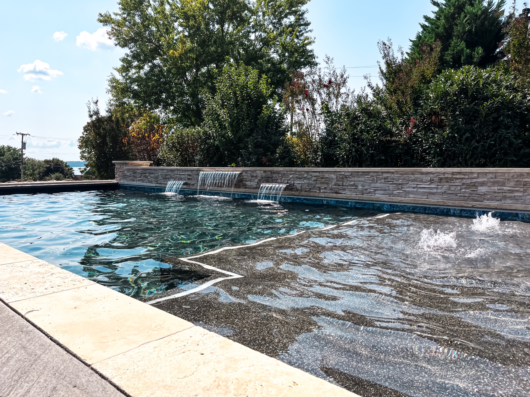 Custom stone waterfall water features by Prestige Landscape in Tennessee - project gallery